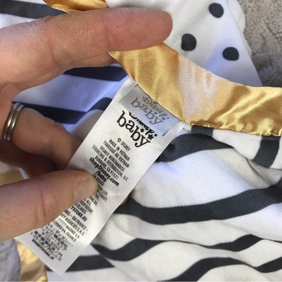 Disney Baby Minnie Mouse Little Star Lovey Security Blanket Gray White Gold Dots - Picture 4 of 4